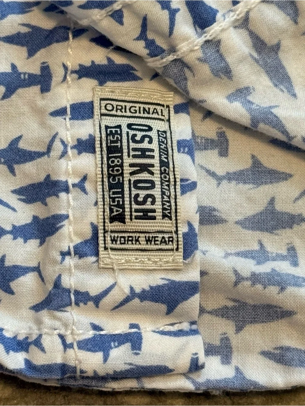 OshKosh B’gosh Baby Boy Shark Shirt 12M Whale Print Summer Top